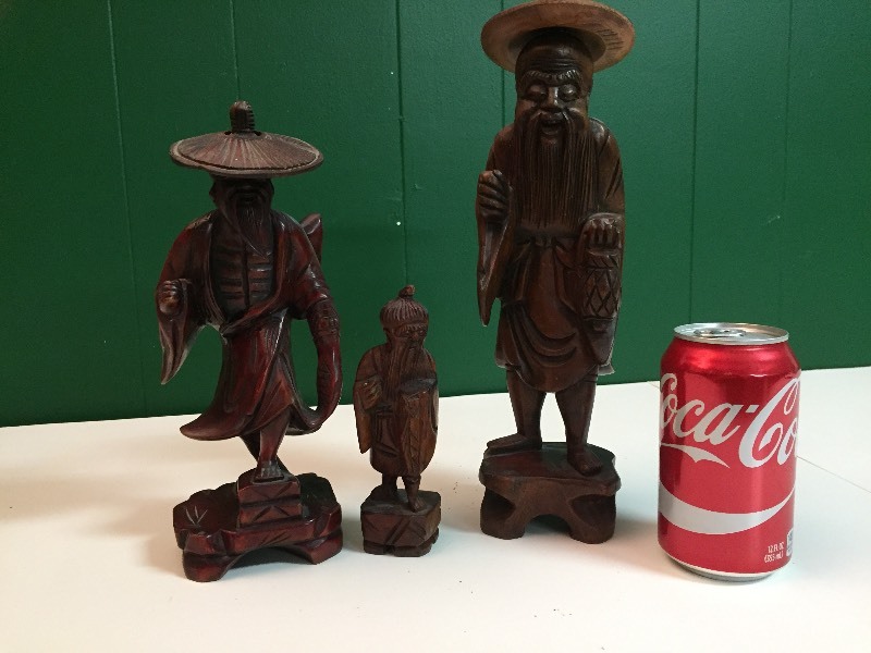 lot 32 image: 3 Asian Carved Fishermen