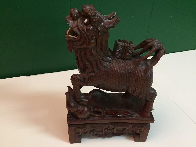 lot 33 image: Carved Wooden Foo Dog