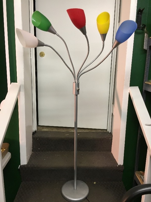 lot 53 image: Floor Lamp - Colorful Adjustable Glass Shades