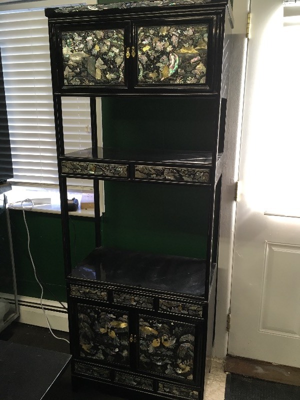 lot 45 image: Asian Mother of Pearl Inlaid 2 Piece Cabinet