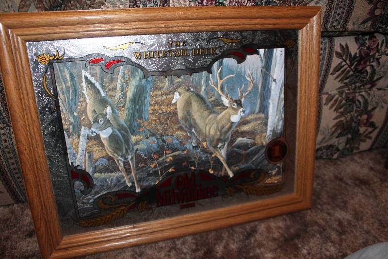 lot 142 image: Old Milwaukee Beer Whitetail Deer Framed Wall Art