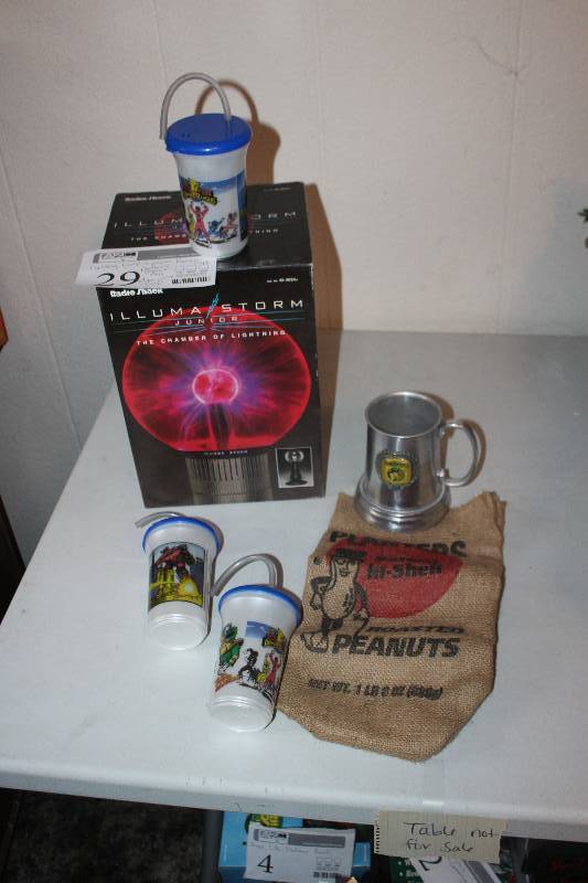 lot 29 image: Lighting Lamps, Power Ranger Cups, Planters Peanut Bag, Timberwolf Cup