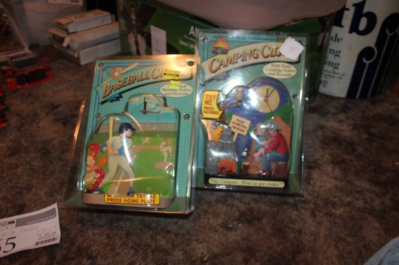 lot 65 image: Lot of (2) Clocks - Baseball, Camping