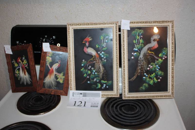 lot 121 image: Lot of (4) Framed Peacock Pictures