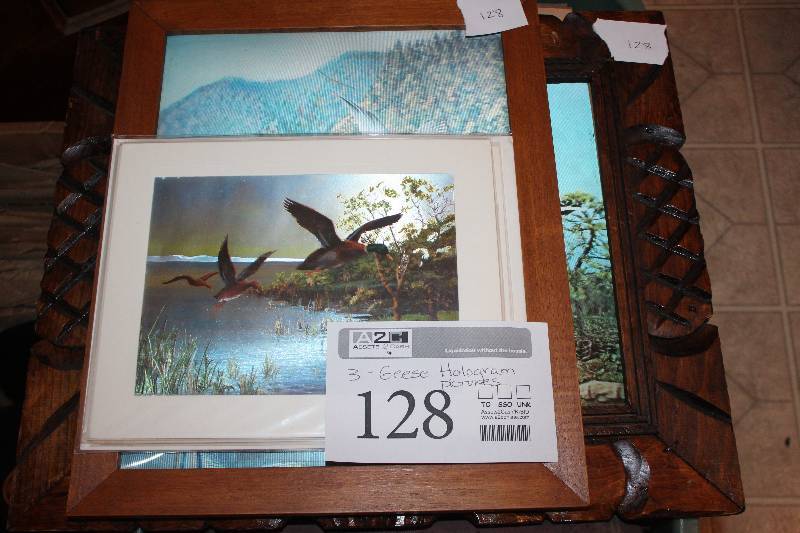 lot 128 image: Lot of (3) Geese Hologram Framed Pictures