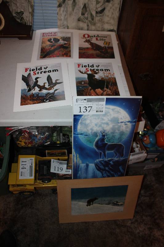 lot 137 image: Lot of (6) Pictures - Wolf, Wolf, Field & Stream, Outdoor Life
