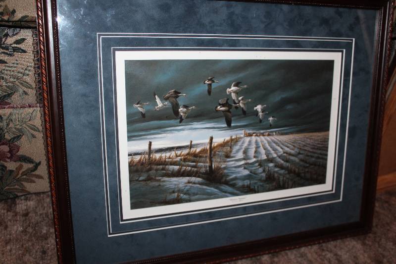 lot 141 image: Winter Snows by Terry Redlin Signed Framed Matted Wall Art