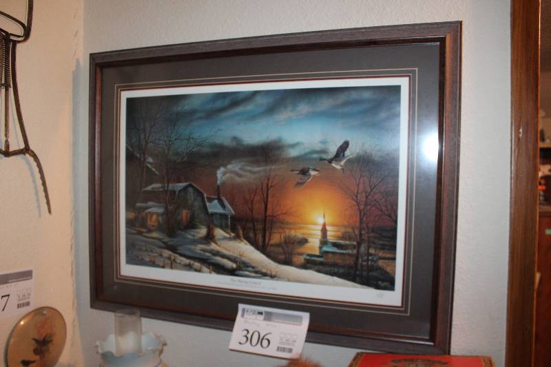 lot 306 image: The Sharing Season by Terry Redlin Signed Framed Matted Wall Art