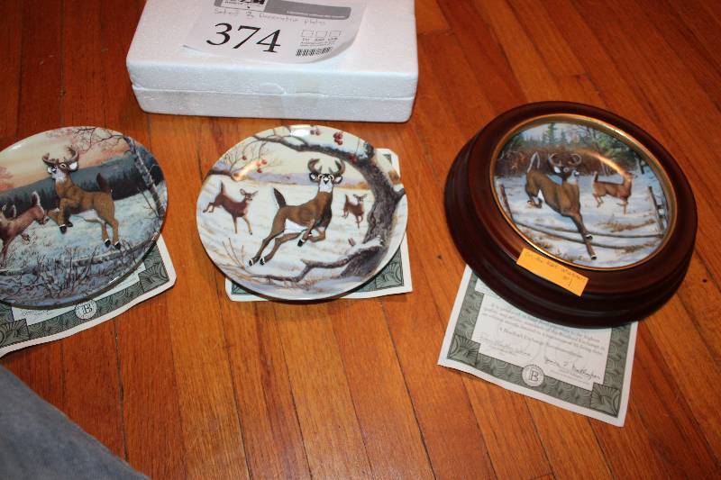 lot 374 image: Lot of (3) On The Move Magnificent Whitetails Decorative Collectors Plates w Certificates