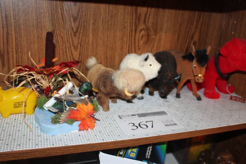 lot 367 image: Shelf Lot of Plush Animal Figurines