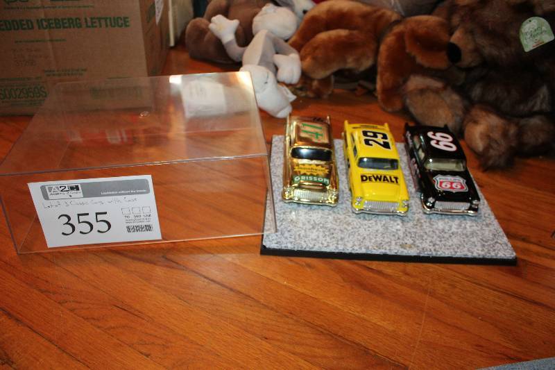 lot 355 image: Lot of (3) 118 NASCAR Cars in Display Case