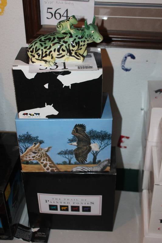 lot 531 image: Lot of (3) Westland Figurines - The Trail of Painted Ponies #1452 War Pony, Frog & Cow, And One More