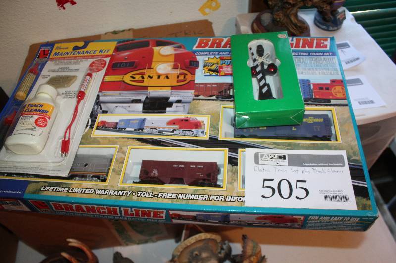lot 505 image: HO Scale Electric Train Set - Trains, Track, Buildings, Controllers, Track Cleaner, And More