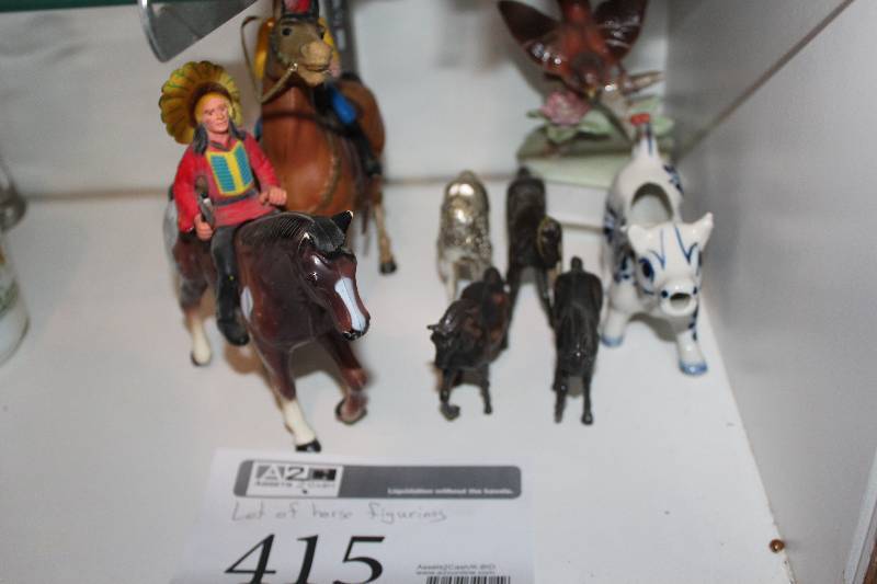 lot 415 image: Lot of Figurines - Horses, Cowboys, Indians, Cows
