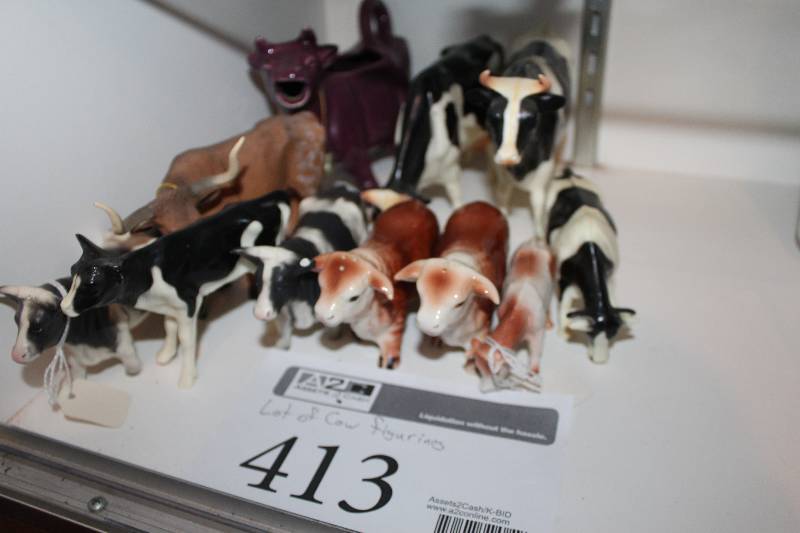 lot 413 image: Lot of Cow Figurines