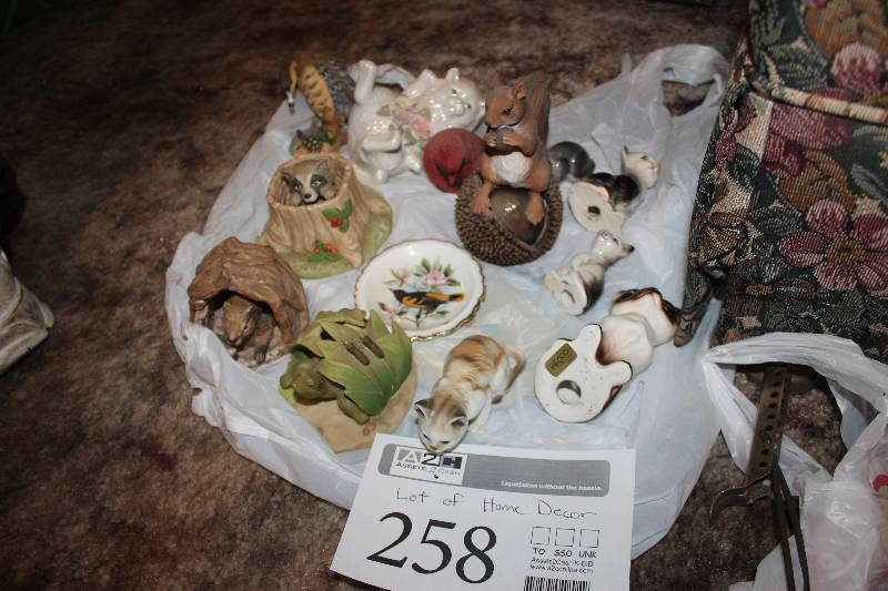 lot 258 image: Table Decorations - Cats, Birds, Racoon, Squirrel