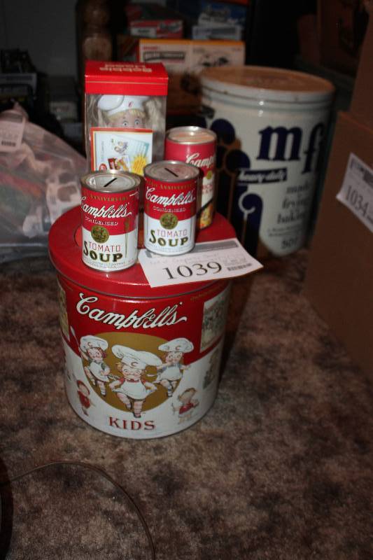 lot 1039 image: Campbells Soup Collectibles - Banks, Bobble-heads