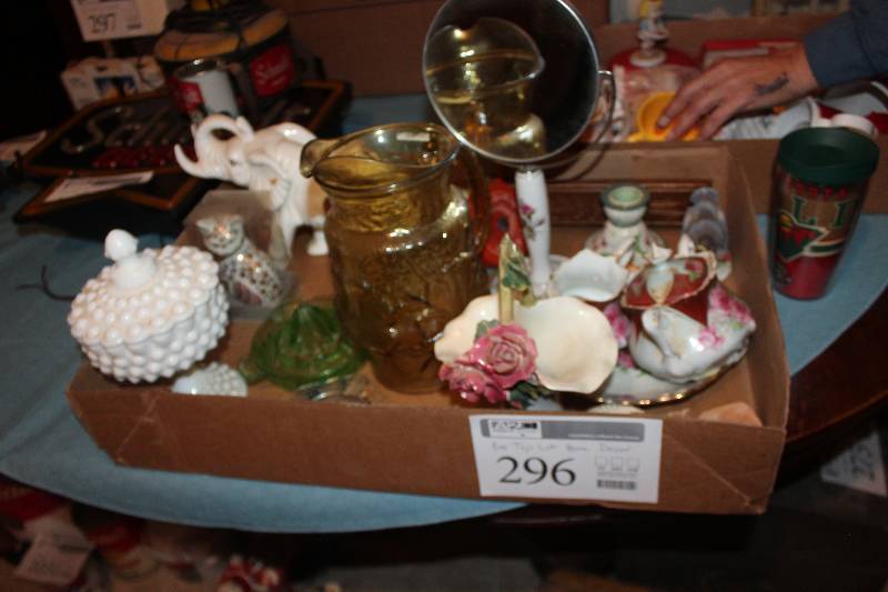 lot 296 image: Table Decorations - Elephant, Cat, Bowls, Pitcher, Candle Holders, And More