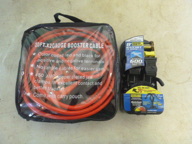lot 68 image: Booster Cable and Ratchet Tie Downs