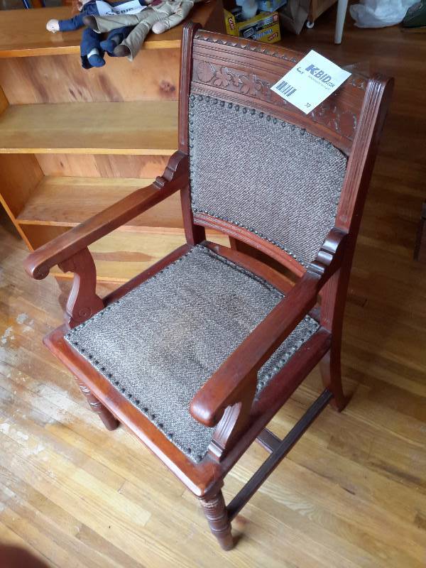 lot 32 image: Nice wood and upholstered  Chair