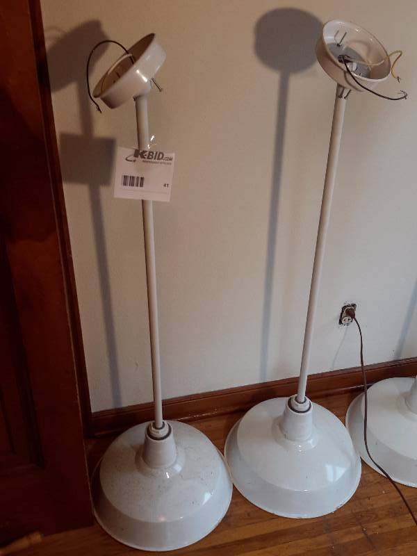 lot 41 image: 2 Vintage Hanging industrial lamps