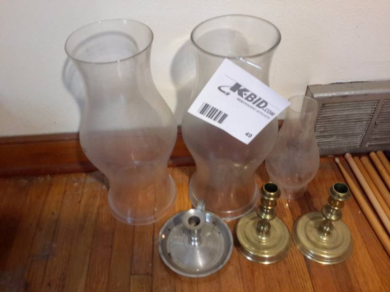lot 49 image: Misc. decorative items.. 2 LARGE Hurricane shades