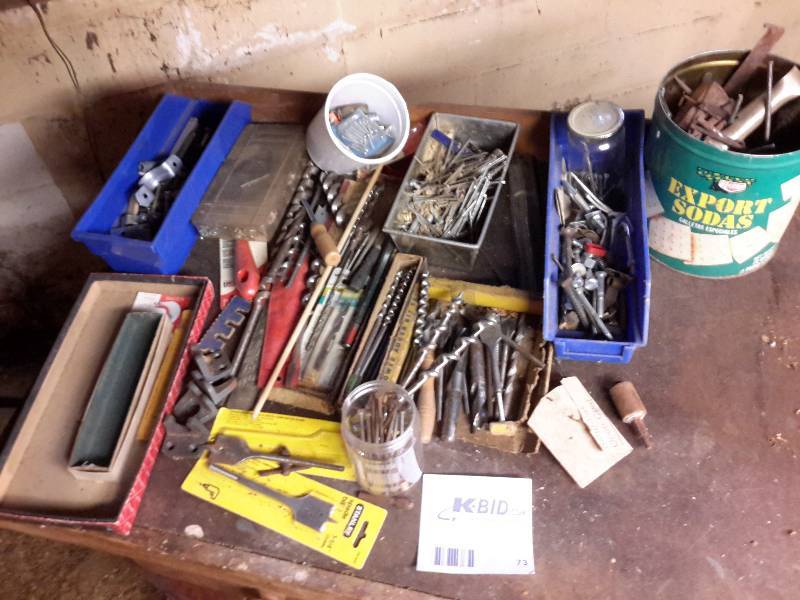 lot 73 image: Misc. Tools and items from the work bench