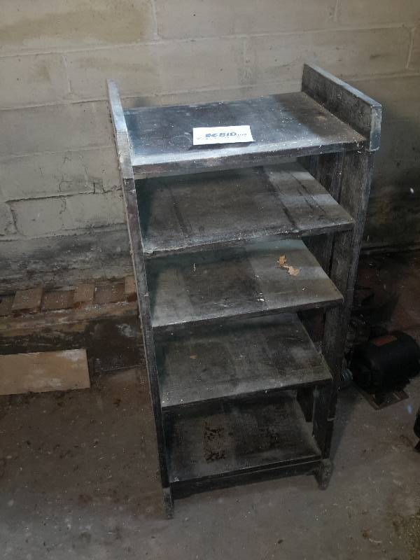 lot 98 image: Nice solid wood shelf.. Very dirty, but could be nice