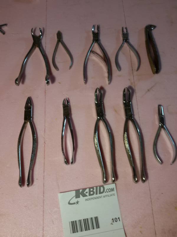 lot 101 image: 10 stainless steel dental tools
