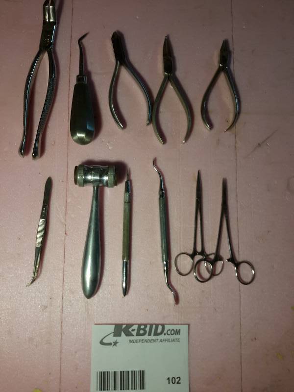 lot 102 image: 10 stainless steel dental tools