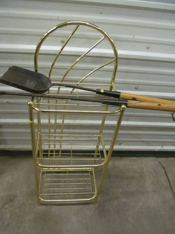 lot 1 image: shelf, fire pick, fire shovel