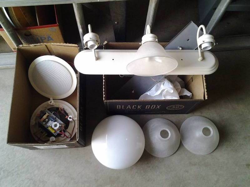 lot 16 image: Pair Of Ceiling Speakers, 2-Light Fixtures