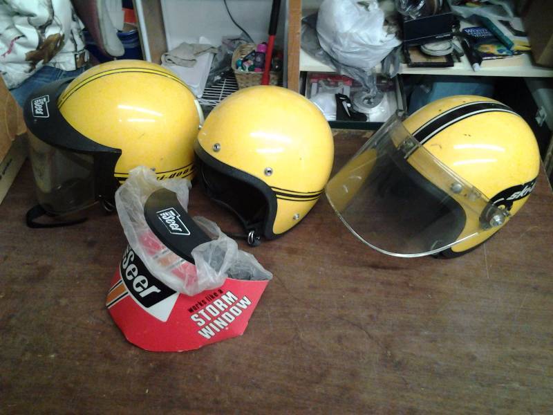 lot 41 image: 3-Vintage Ski Doo Snowmobile Helmets