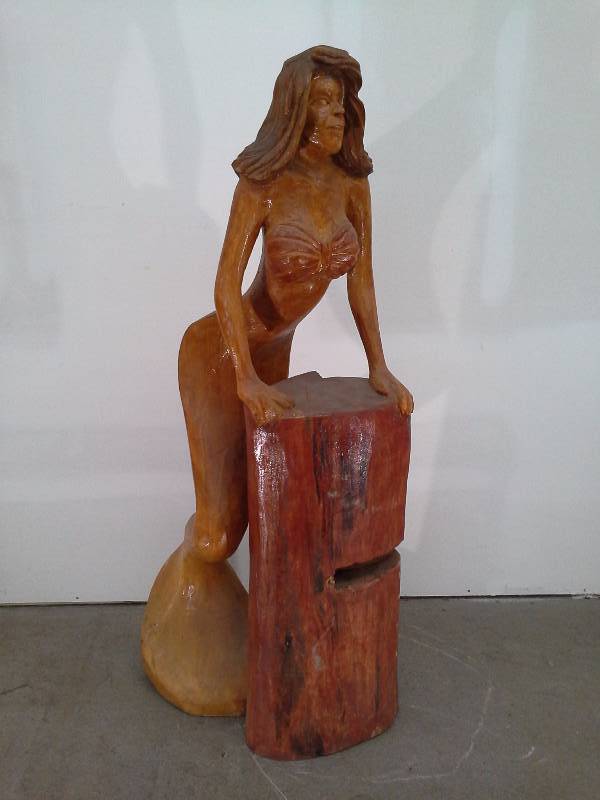 lot 709 image: Wooden Mermaid Sculpture #2