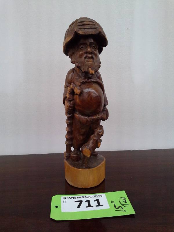 lot 711 image: Wooden Wise Man Statue