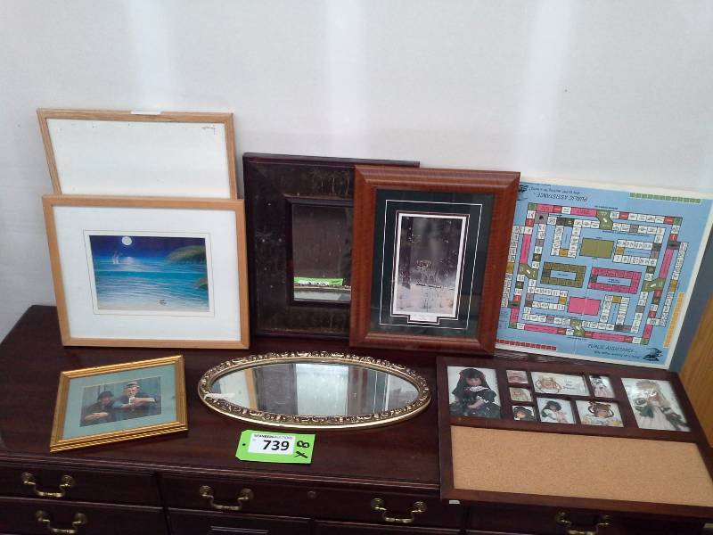 lot 739 image: Misc. Wall Hangings and Mirror