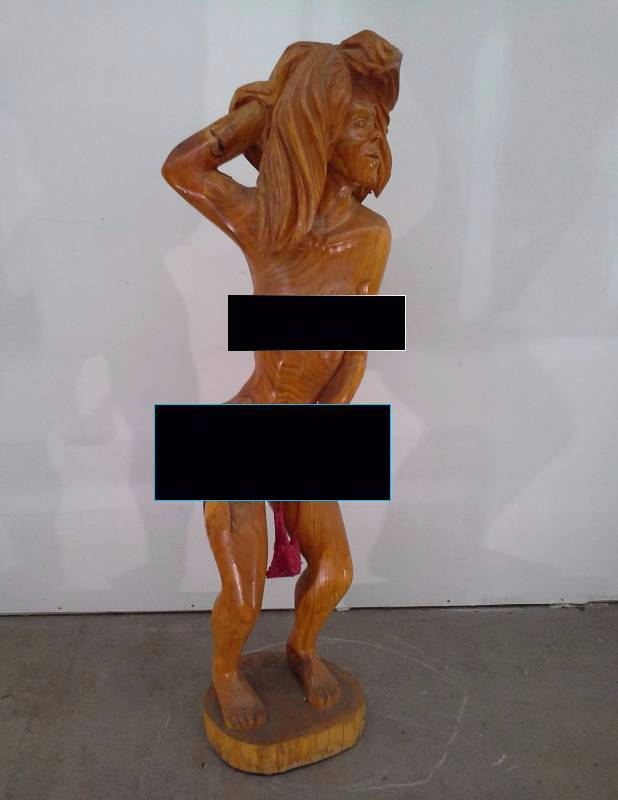 lot 705 image: Wooden Woman Sculpture (Nude)