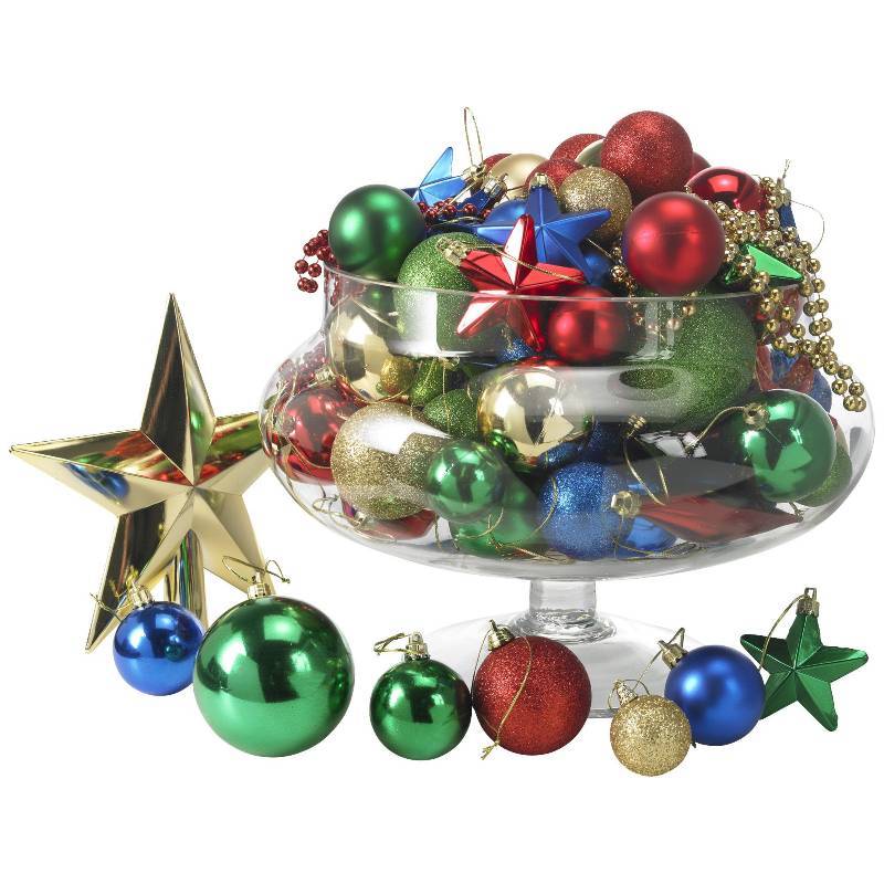 lot 205 image: Alcove 100pc Ornament Set-Traditional, MSRP $39.99