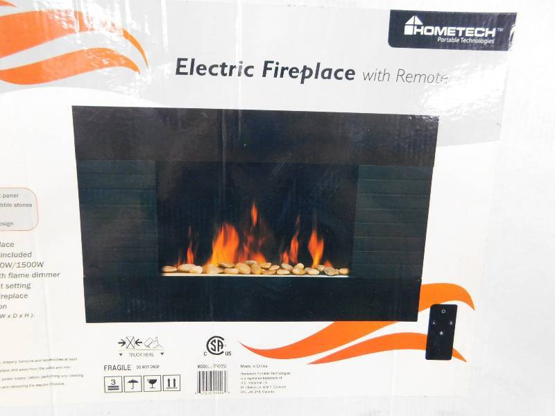 lot 201 image: HomeEasy Wall Mount Electric Fireplace, MSRP $249.99