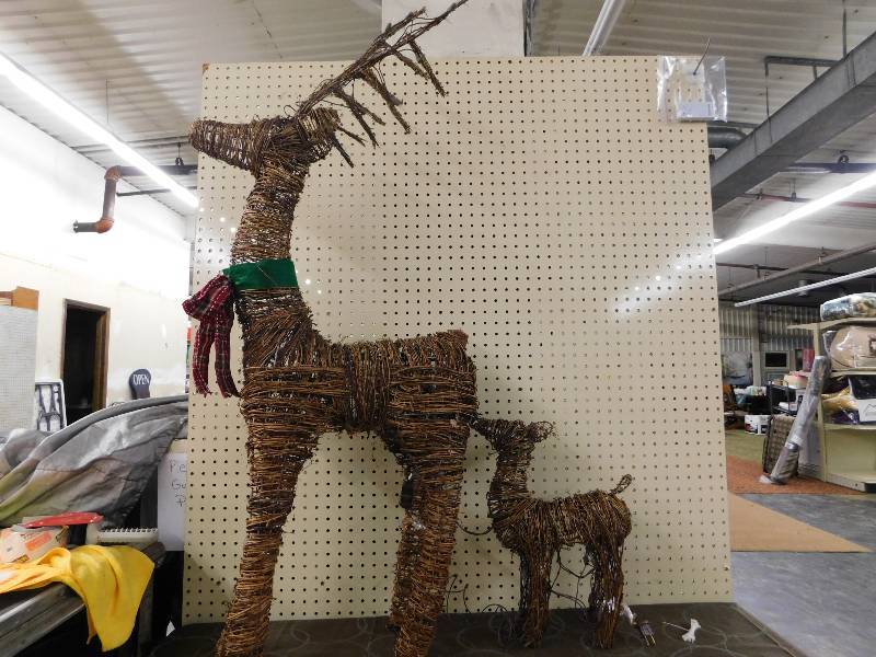lot 207 image: McLeland Set of 2 Lighted Rattan Standing Deer, MSRP $149.99