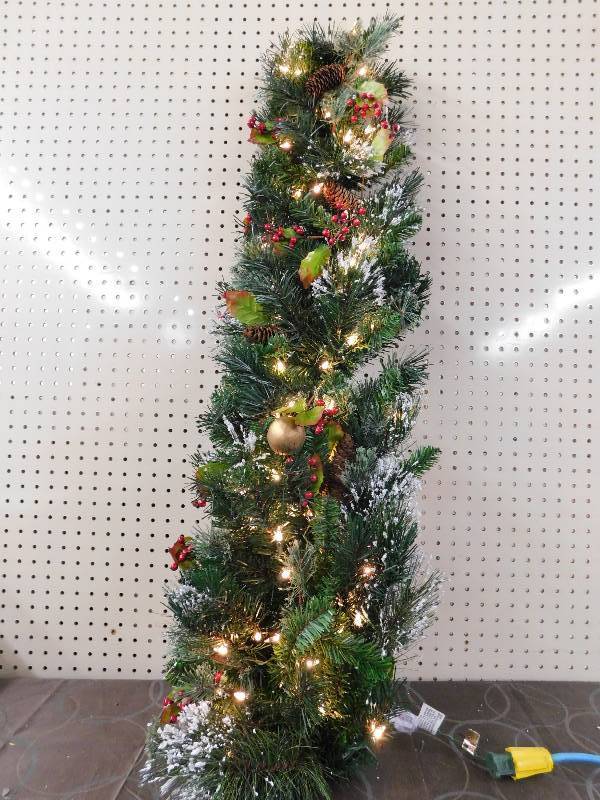 lot 208 image: McLeland  4 Pre-Lit Wintry Pine tree Green, MSRP $69.99