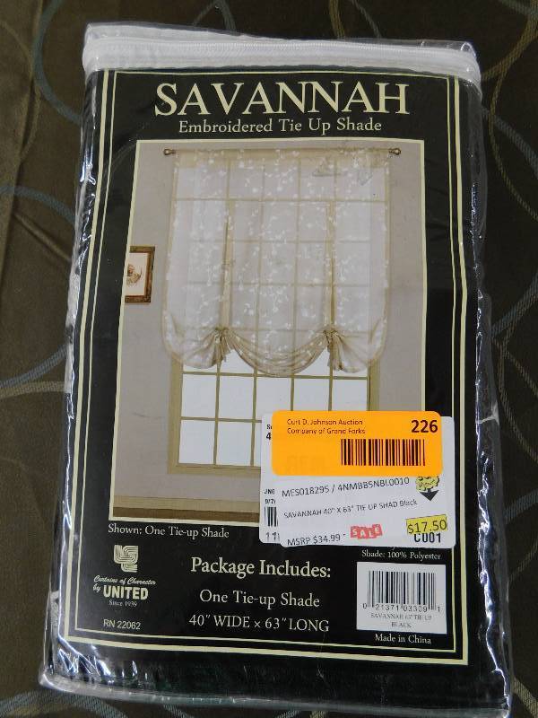 lot 226 image: SAVANNAH 40 X 63 TIE UP SHAD Black, MSRP $34.99