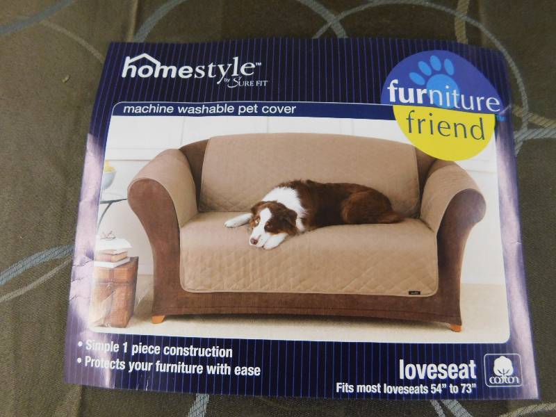 lot 244 image: Quilted Duck Loveseat Pet Cover - Claret, MSRP $39.99