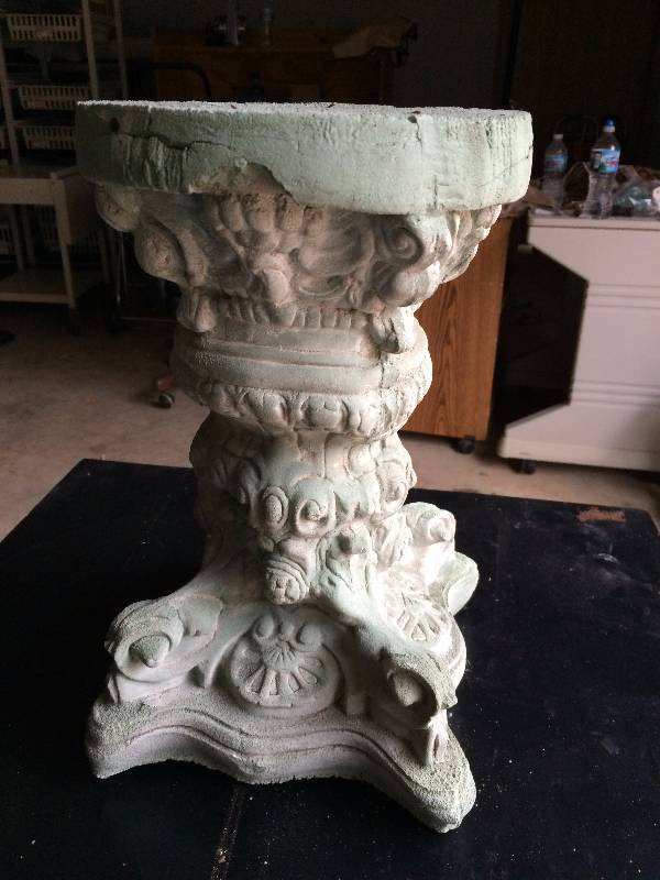 lot 34 image: Fantastic & Rare Old Mexican Hand Carved Or Cast Stone Pedestal Antique Garden Chic Plant Stand Pillar Signed Mexico - LOOK AT THE DETAILS IN ALL PICS