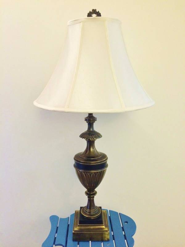 STIFFEL BRASS TABLE LAMP MID-CENTURY HOLLYWOOD REGENCY TROPHY BALL