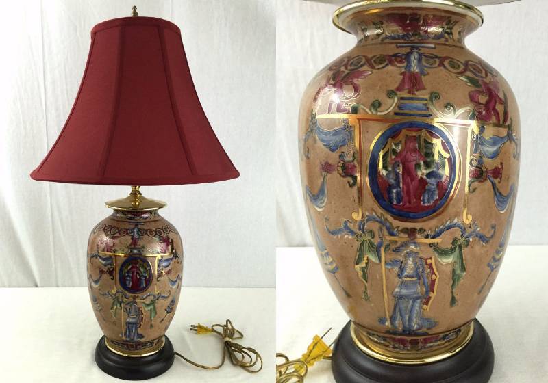 lot 53 image: VINTAGE Oriental Accents Co Lamp 19th Century Style Asian Chinoiserie Light Neo Classical With Shade - Super Condition
