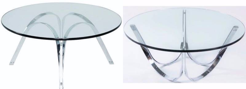 lot 55 image: Retro Cool MCM Mid Century Modern Exquisite Futuristic Designer Coffee Table Made Of Polished Chrome Dunbar Sprunger Industrial Coffee Table Baughman Era Base