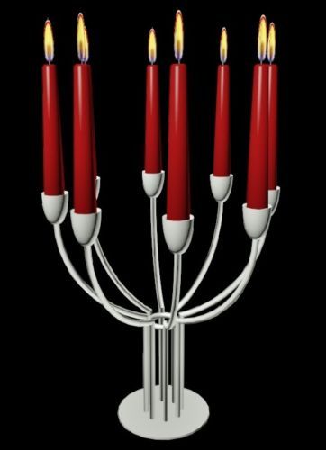 lot 41 image: Lovely Danish Modern Scandinavian Pewter Brushed Steel Metal 8 Light Candelabra Candle Holders Christmas Centerpiece - Like New Condition