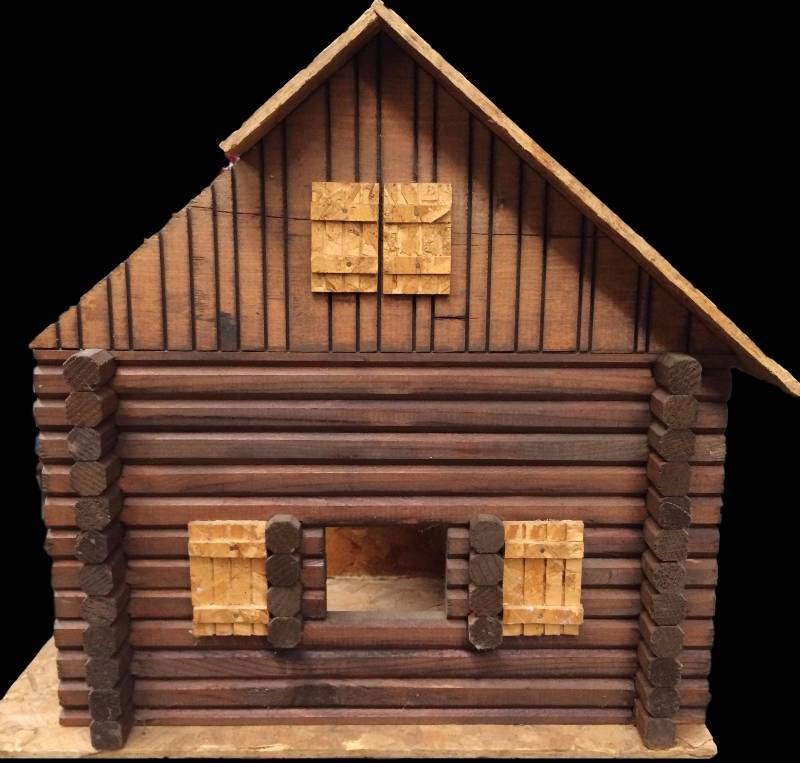 lot 54 image: Vintage HANDMADE WOOD Huge Nativity Creche Manger Stable Log Cabin Doll House Barn Hay Loft Christmas Holiday Little House On The Prairie