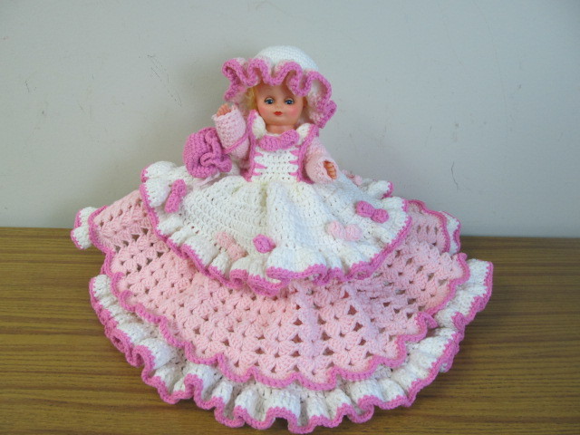 lot 38 image: Vintage Doll wFancy Crocheted Dress